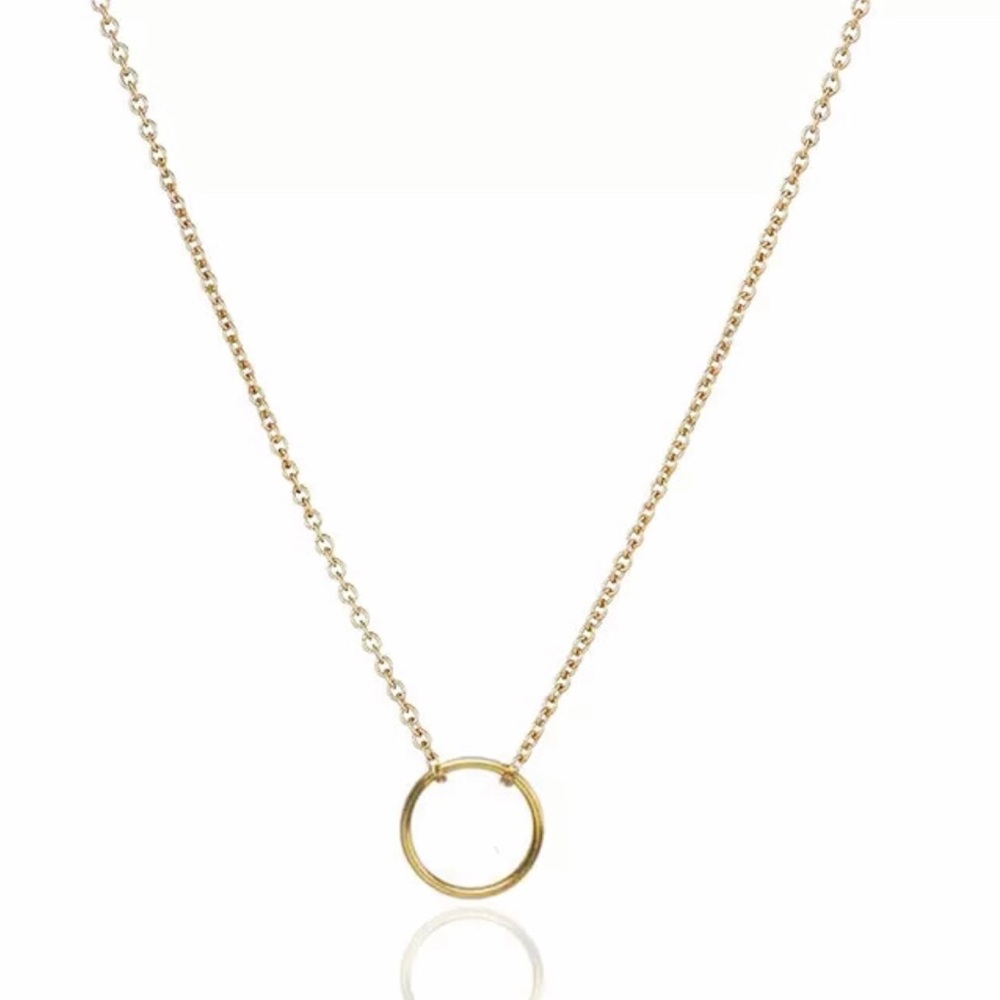 Gold Circle Pendant Necklace - Picture 2 of 2